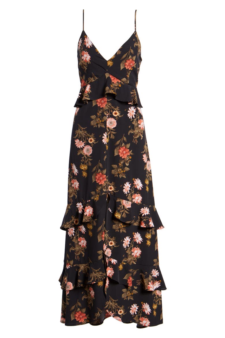 Tiered Maxi Dress, Alternate, color, BLACK FLORAL