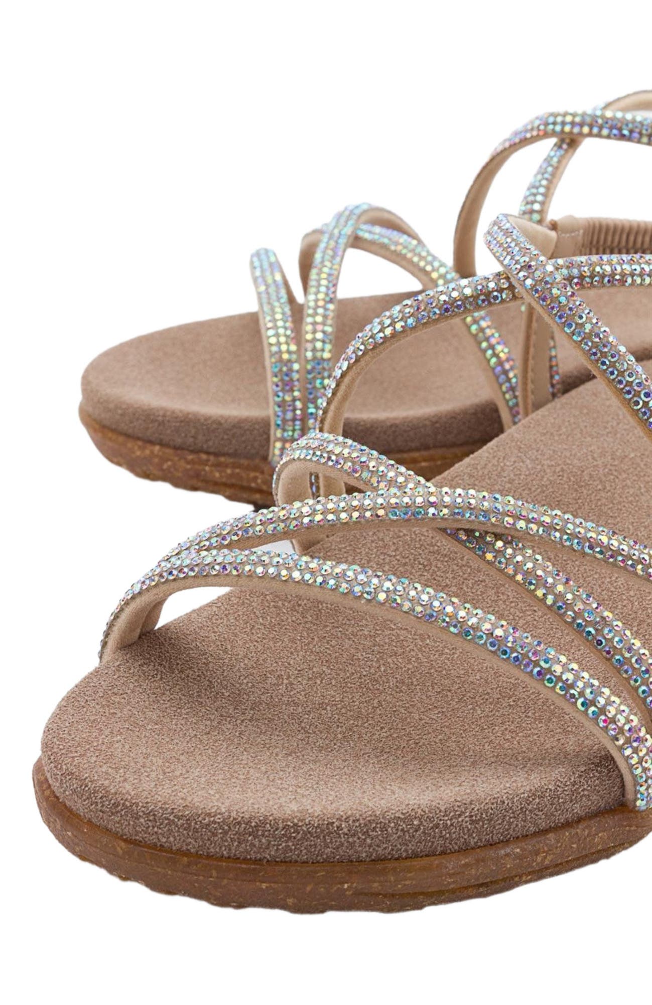 Ever Embellished Sandal, Alternate, color, Beige Faux Leather
