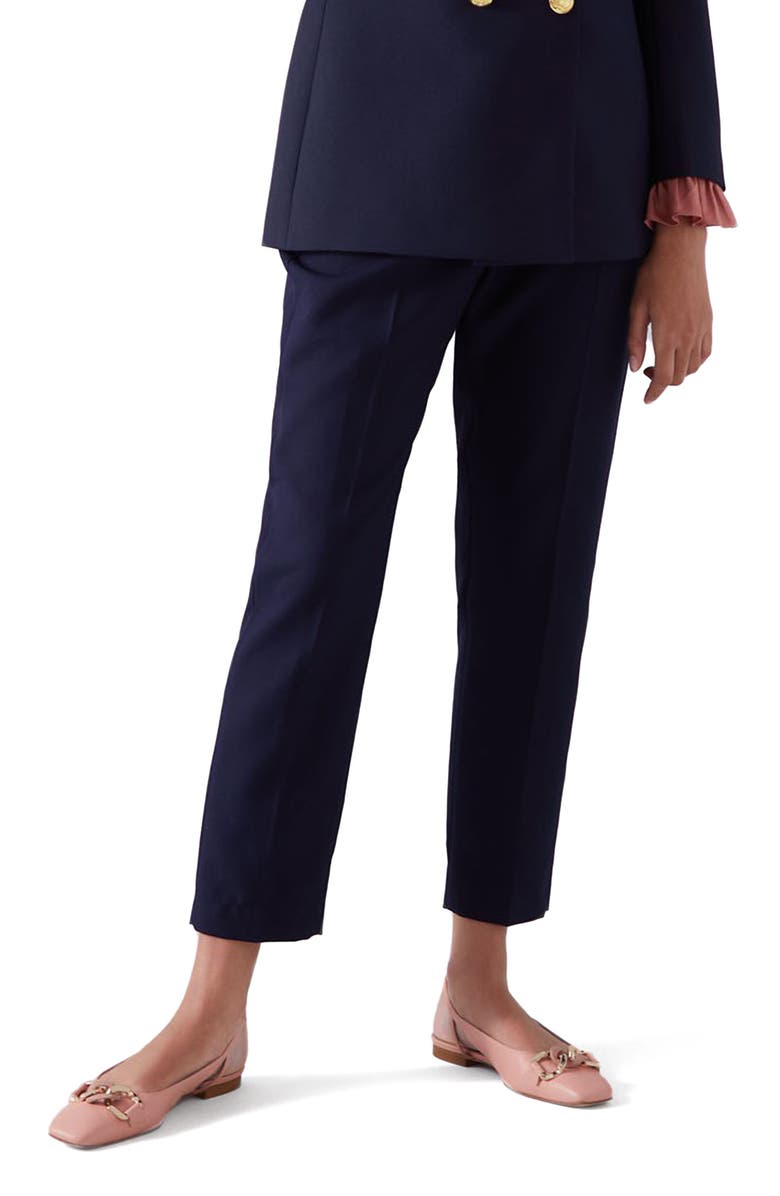 LK Bennett Mariner Slim Fit Ankle Trousers, Main, color, Navy