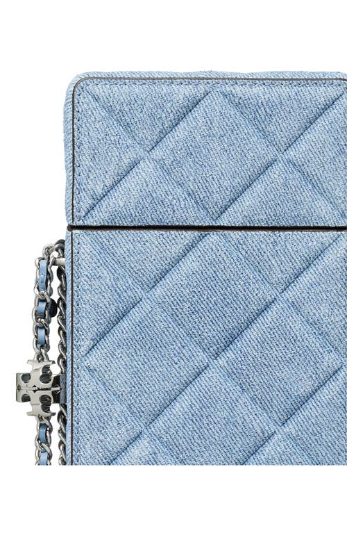 Tory Burch Fleming Denim Phone Crossbody Bag In Denim