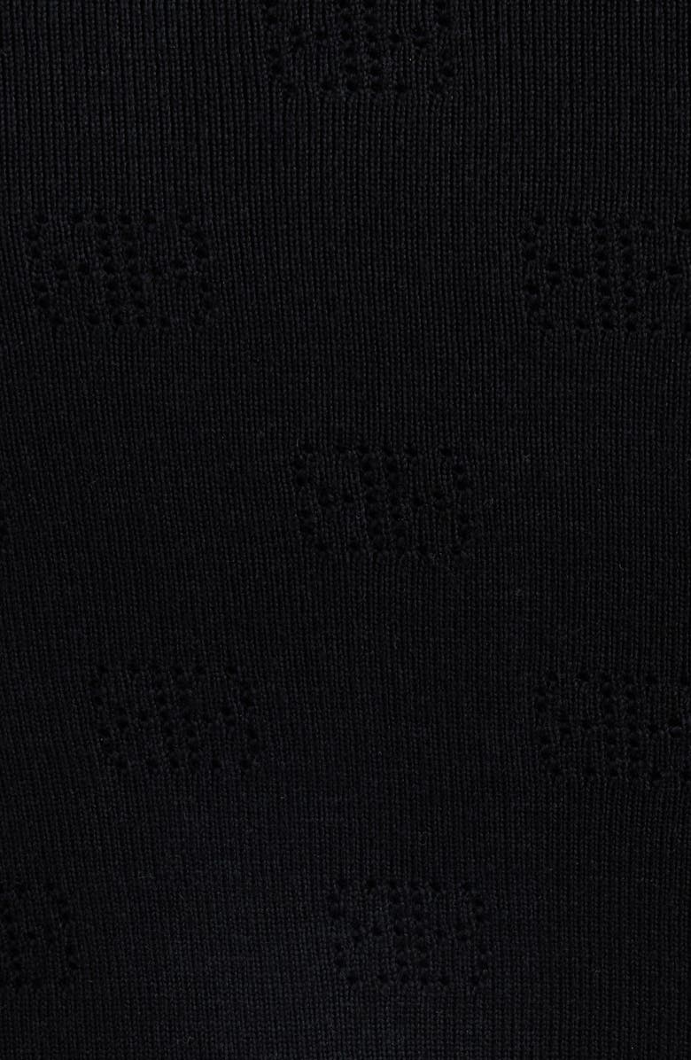 Balenciaga Open Stitch Logo Rib Wool Blend Crop Sweater, Alternate, color, Black