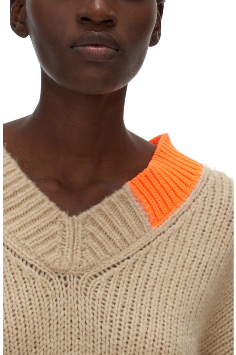 Wool & Camel Hair Blend V-Neck Sweater, Alternate, color, WINTER WHITE