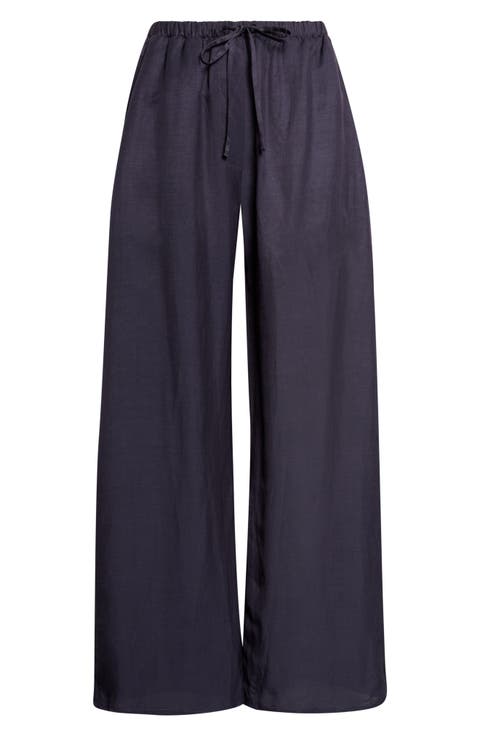 Daniel Wide Leg Linen Blend Drawstring Pants