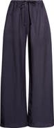 LESET Daniel Wide Leg Linen Blend Drawstring Pants