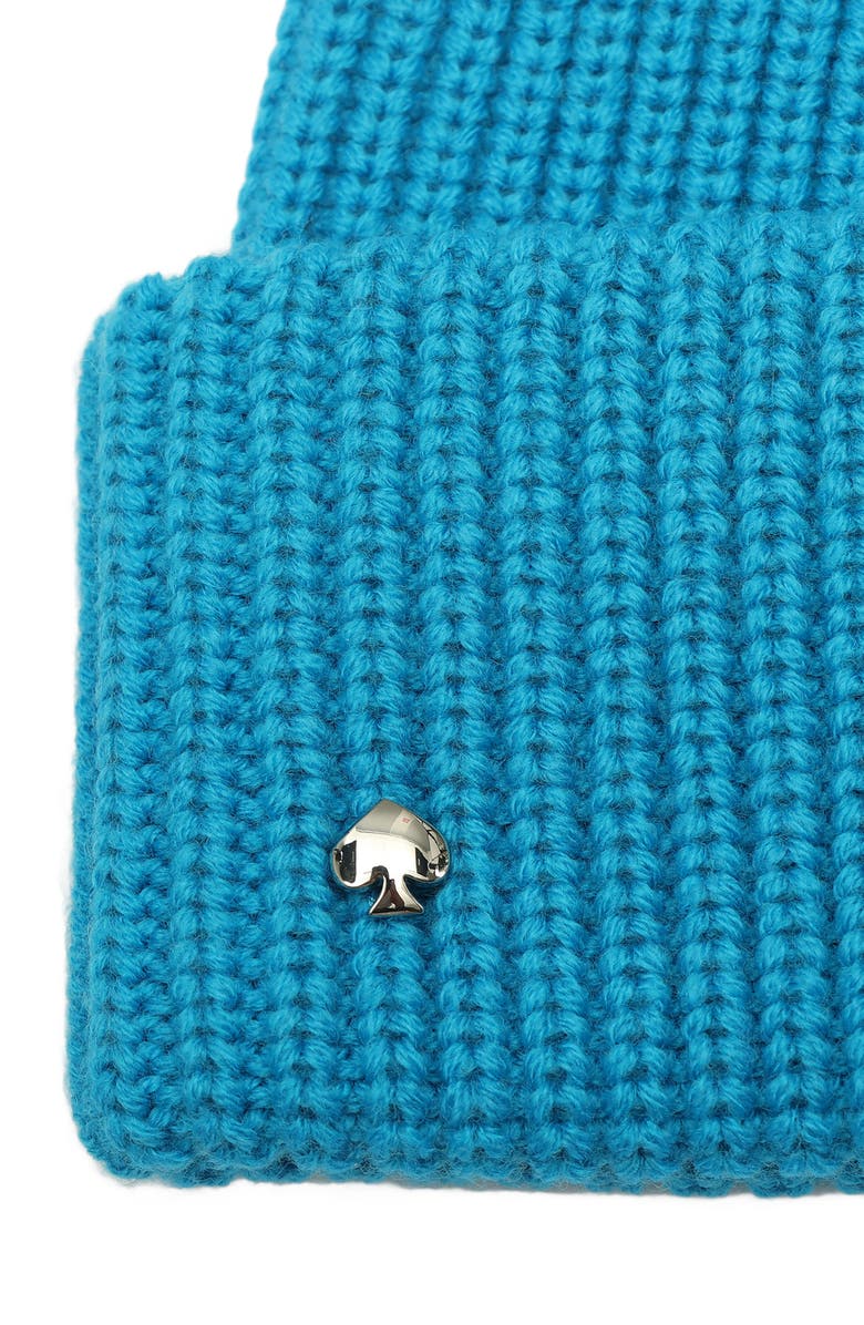Kate Spade New York spade cuff beanie, Alternate, color, Bright Cerulean