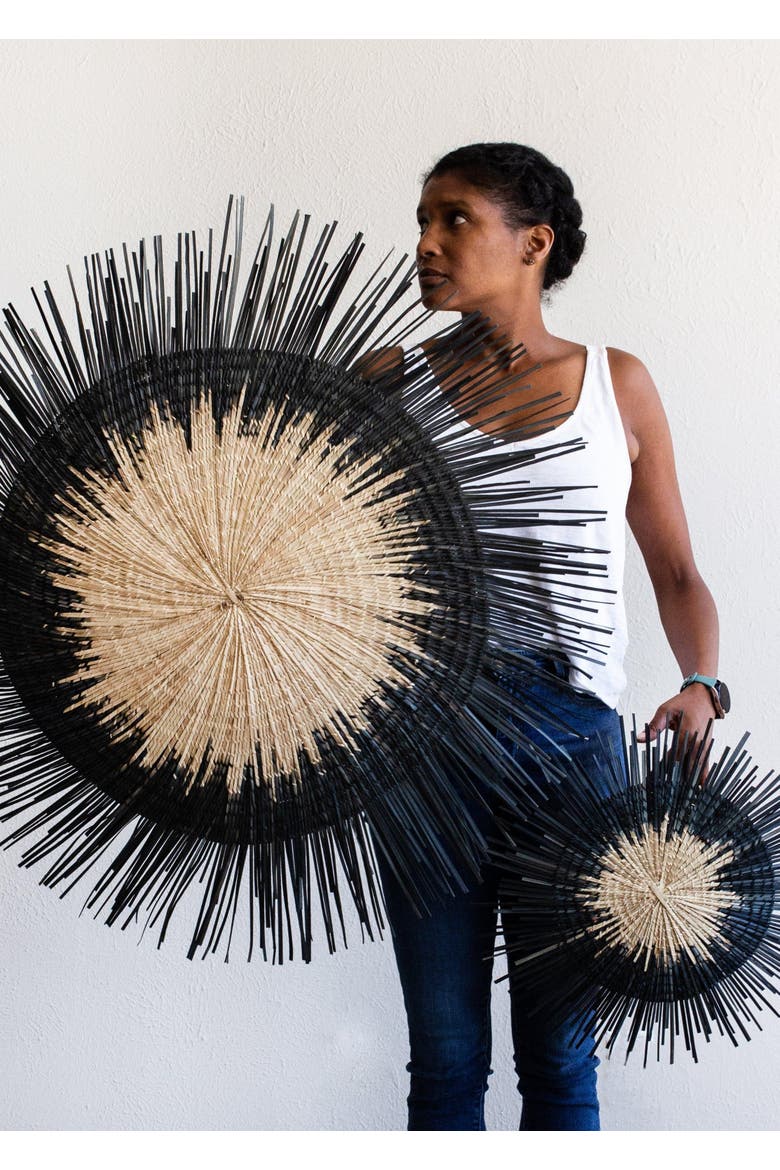 Usiku Black and Natural Woven Wall Art - Set of 3, Alternate, color, Black