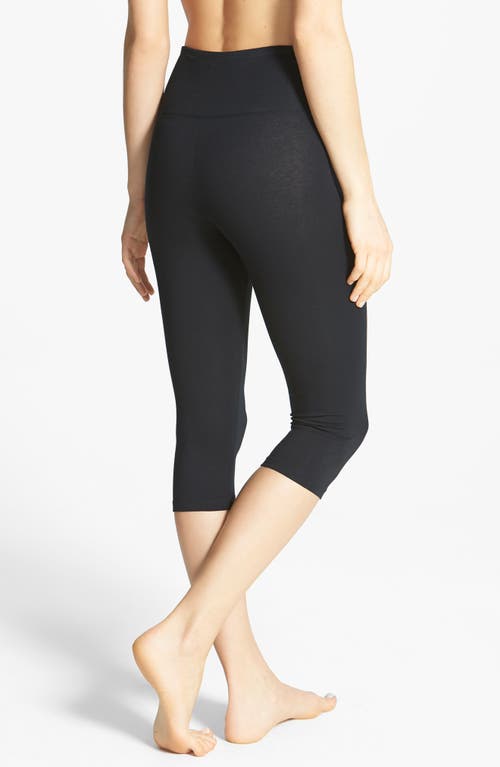 Shop Yummie 'talia' Compact Cotton Blend Capris In Black