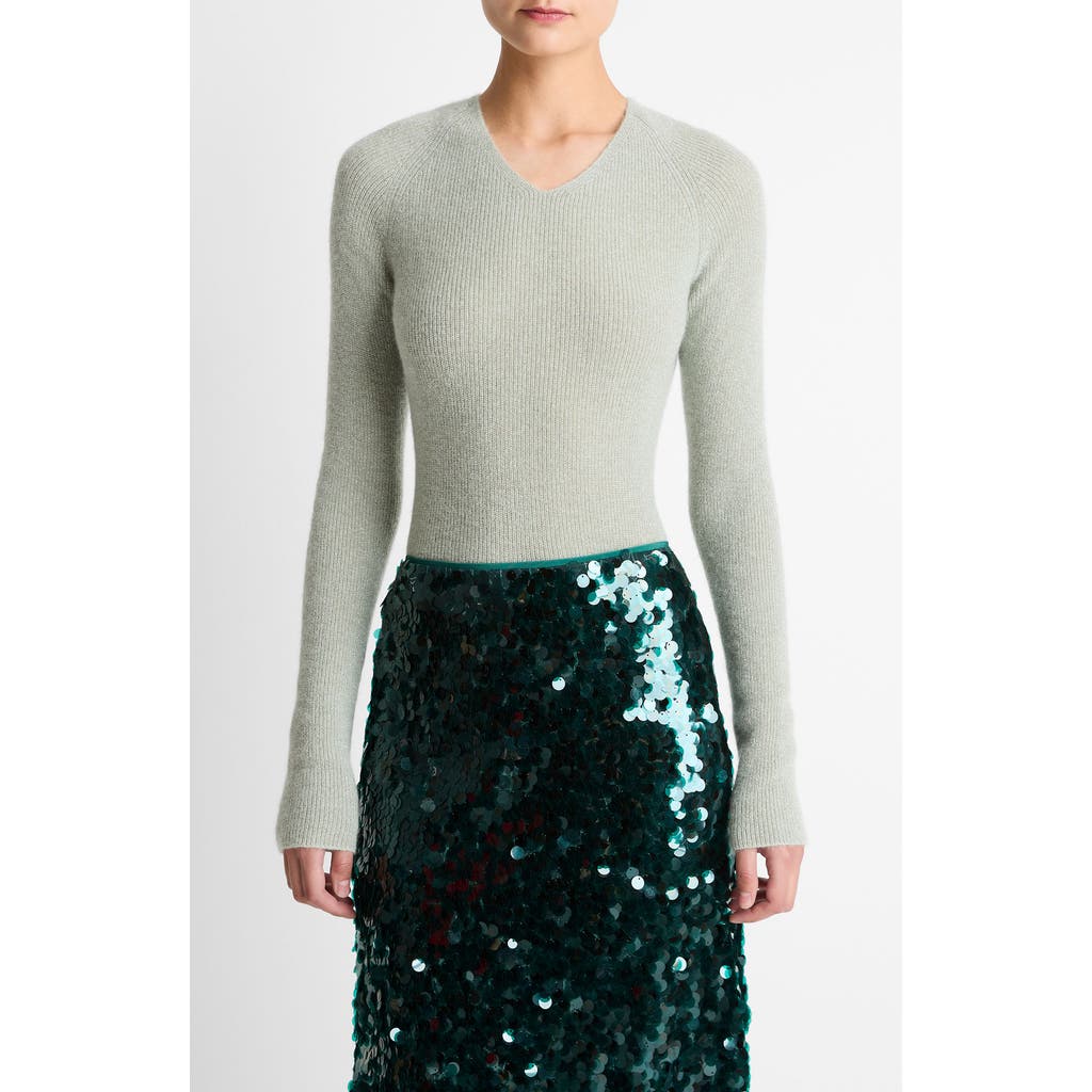 Vince Metallic Sweater In Gray