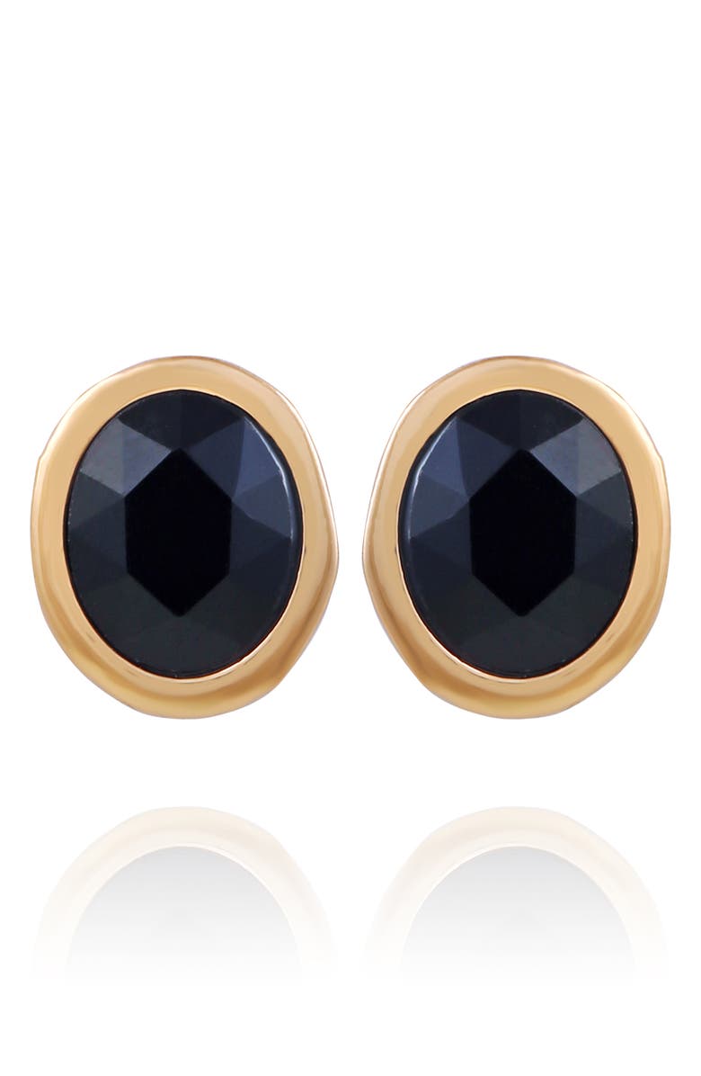 T Tahari Oval Crystal Earrings, Main, color, Gold/Dark Blue