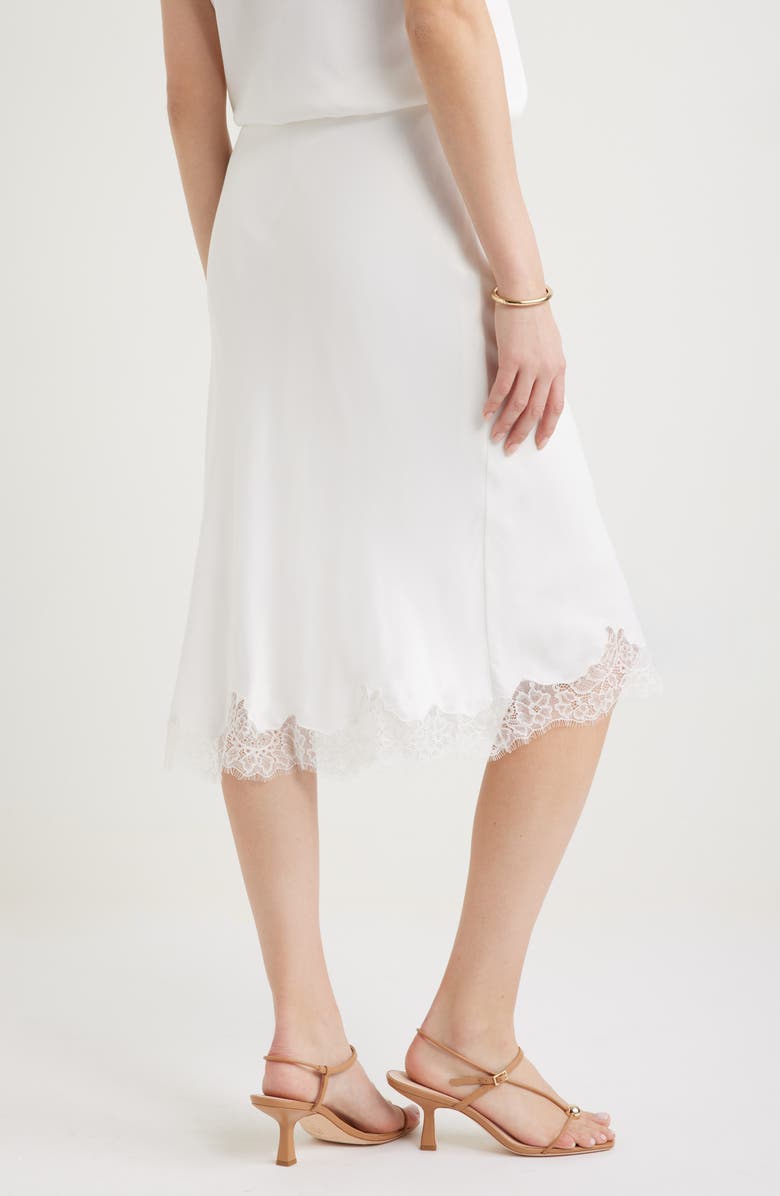 Nordstrom Lace Trim Bias Cut Midi Skirt, Alternate, color, Ivory Tofu