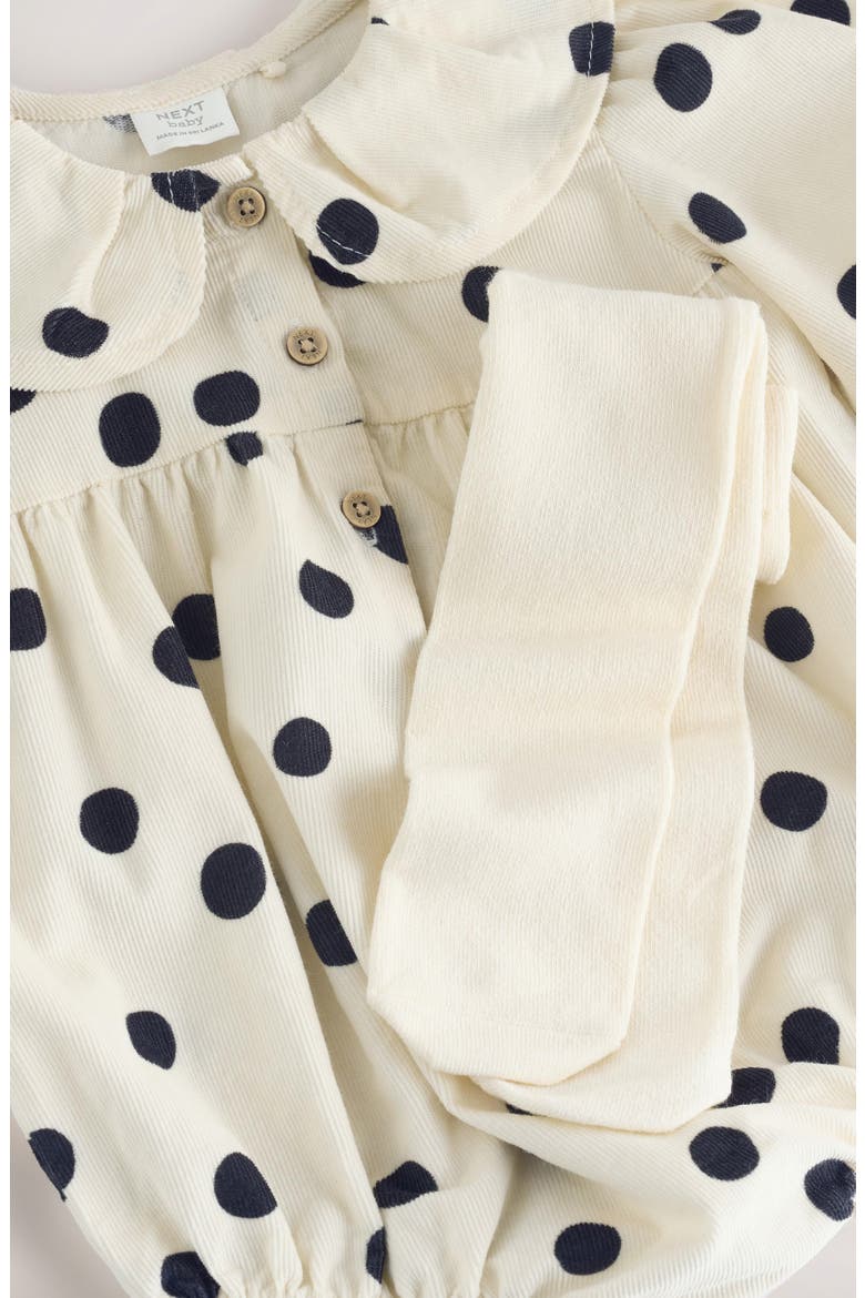 Polka Dot Romper & Tights Set, Alternate, color, NEUTRAL