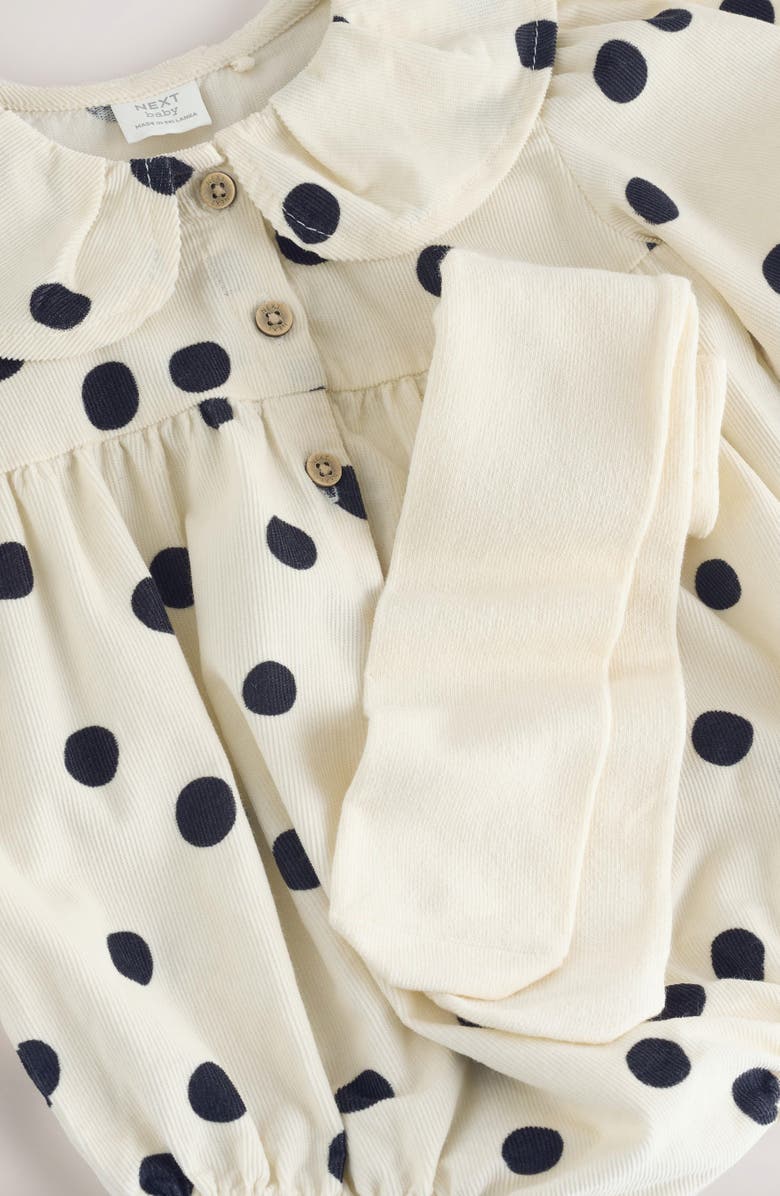 NEXT Polka Dot Romper & Tights Set, Alternate, color, Neutral