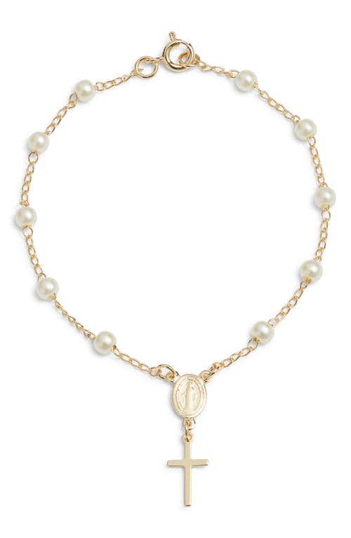Child Of Wild Holy Rosary Faux Pearl Bracelet In Gold