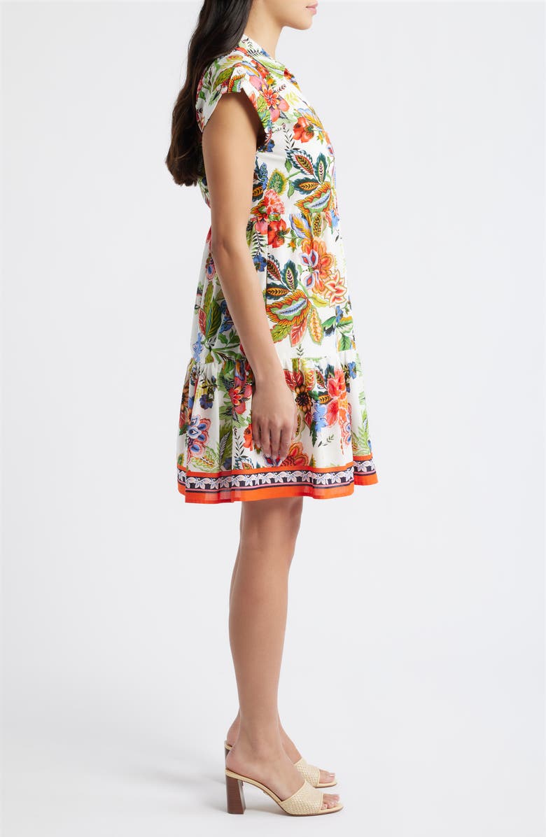 Eliza J Floral Cotton Dress, Alternate, color, Ivory Mult