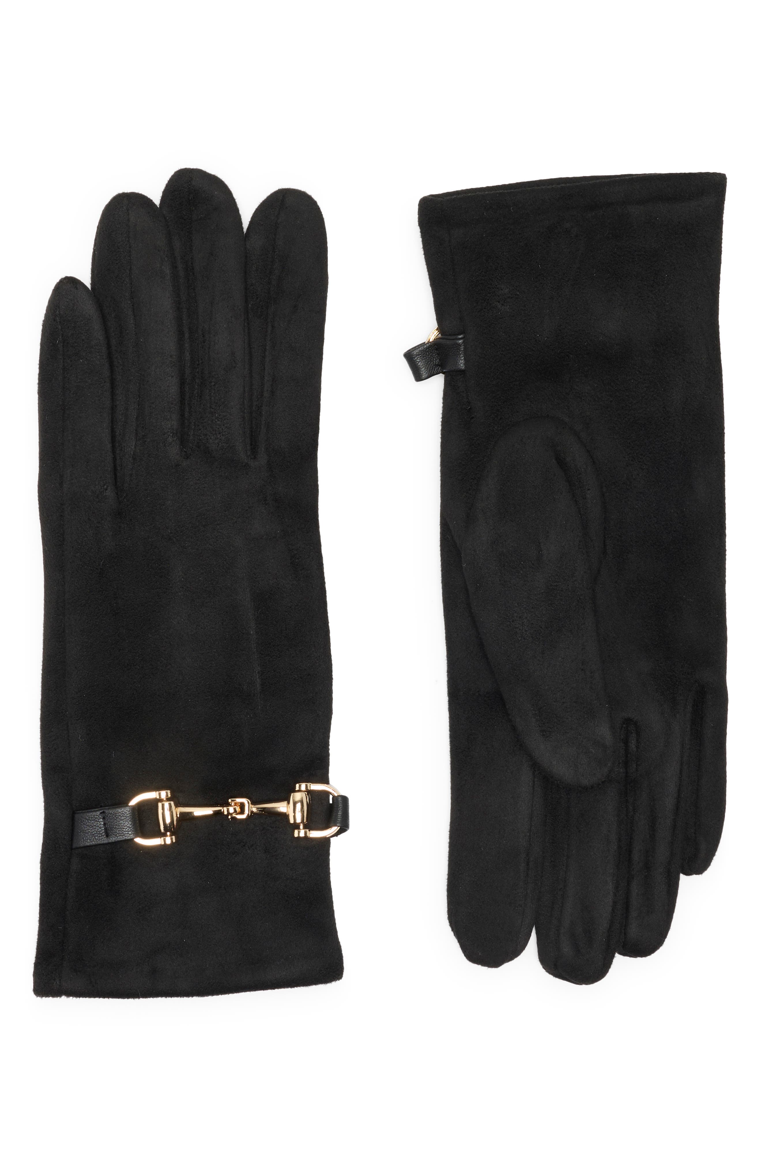 Nanette Lepore Horsebit Buckle Suede Gloves