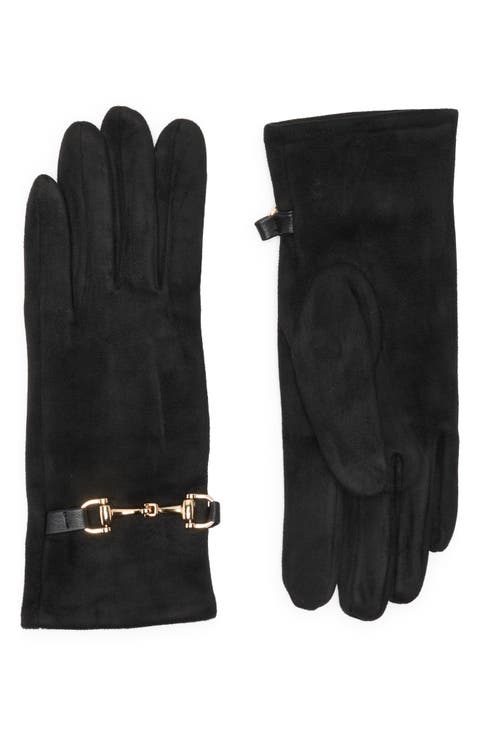 Horsebit Buckle Suede Gloves