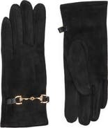 Nanette Lepore Horsebit Buckle Suede Gloves