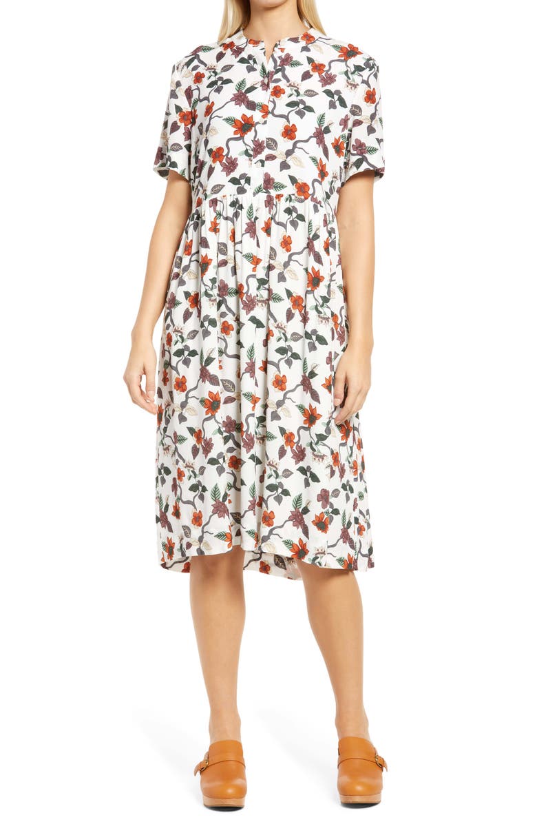 Frank And Oak Floral Babydoll Midi Dress, Main, color, 