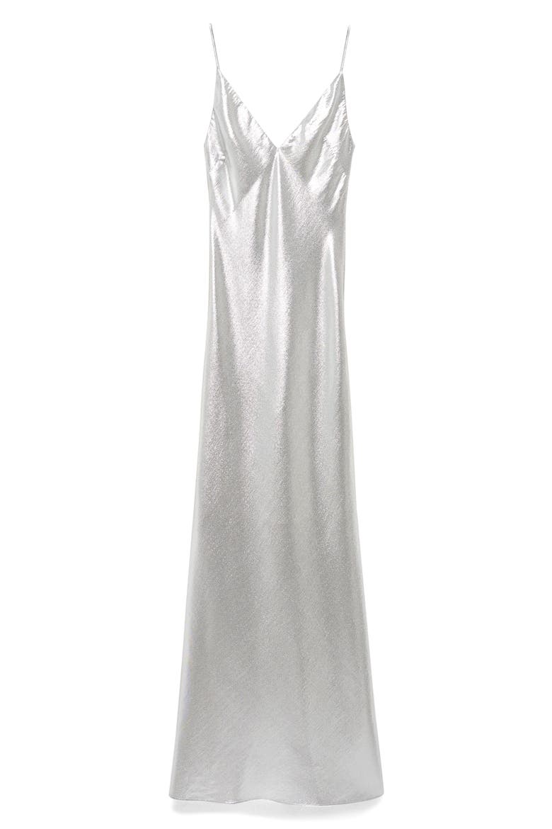 Metallic Satin Slipdress, Alternate, color, SILVER