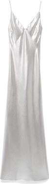 MANGO Metallic Satin Slipdress