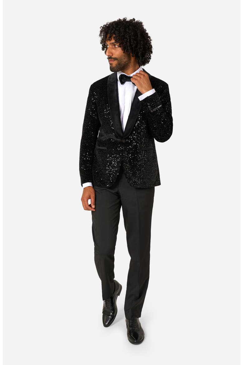 Black Sequin Dinner Jacket, Alternate, color, BLACK