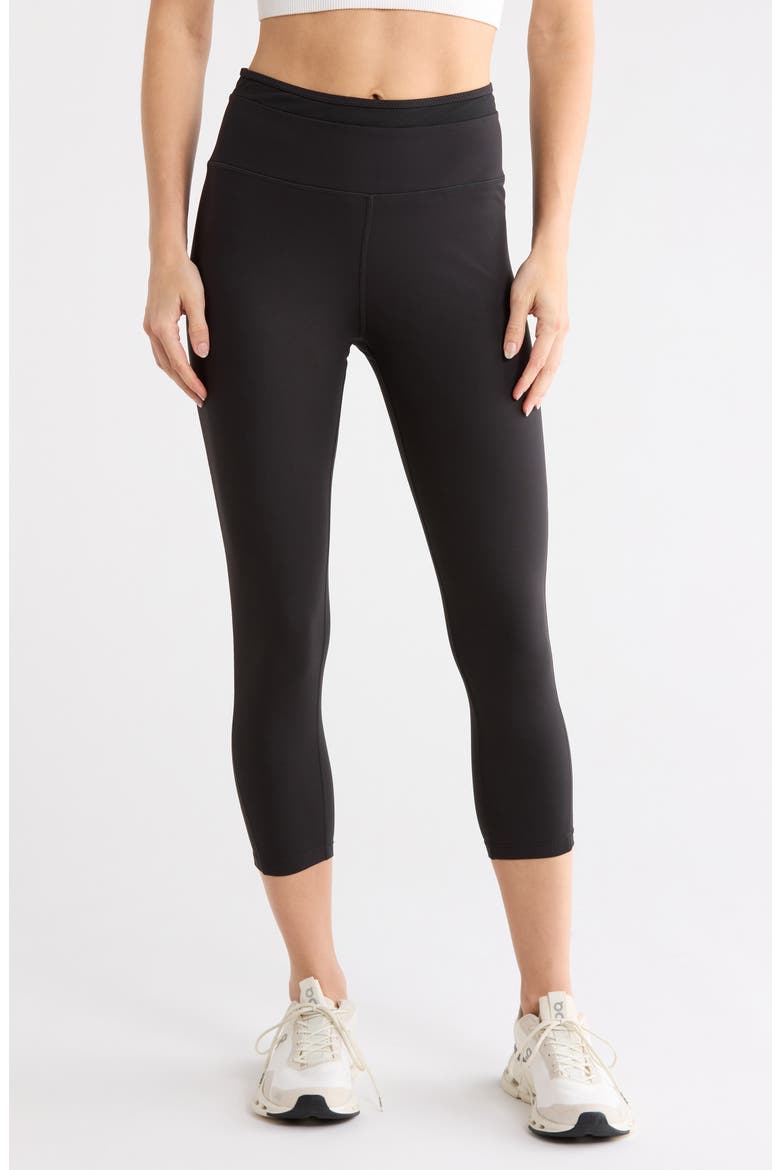 Groove Mesh Capri Leggings, Main, color, RICH BLACK