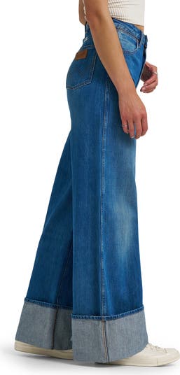 Wrangler High Waist Cuffed Wide Leg Jeans Nordstrom