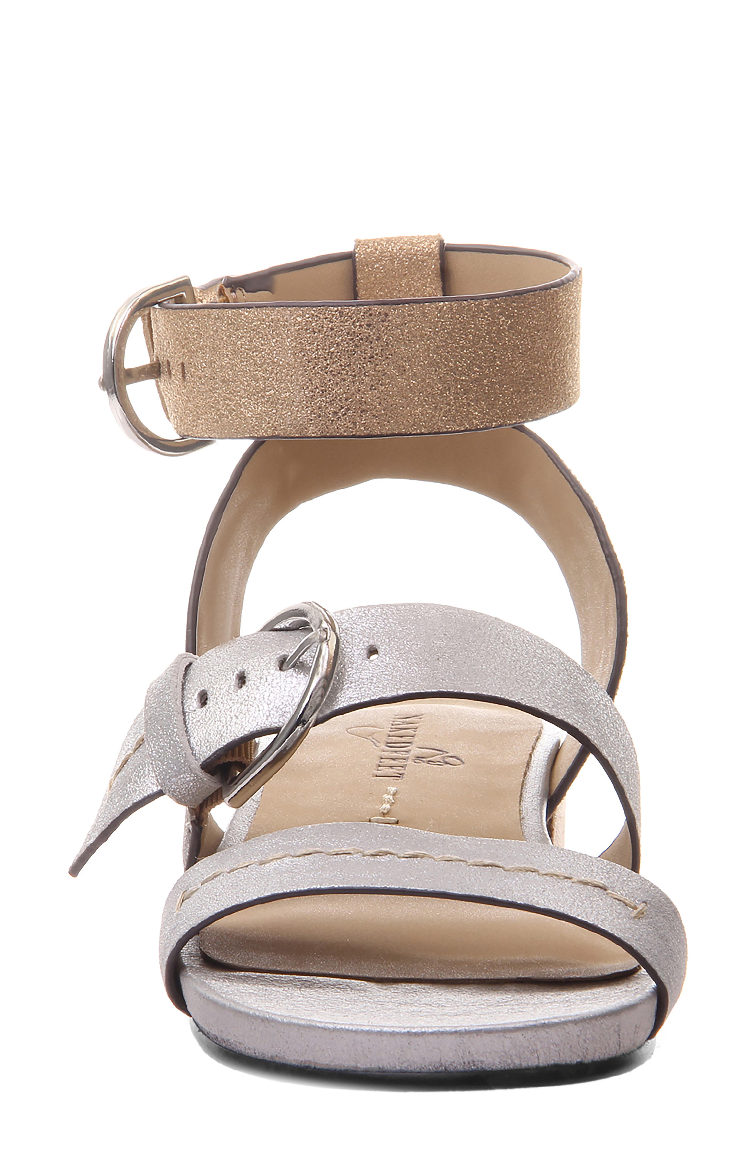 Zeke Ankle Strap Sandal, Alternate, color, SILVER LEATHER/ SILVER
