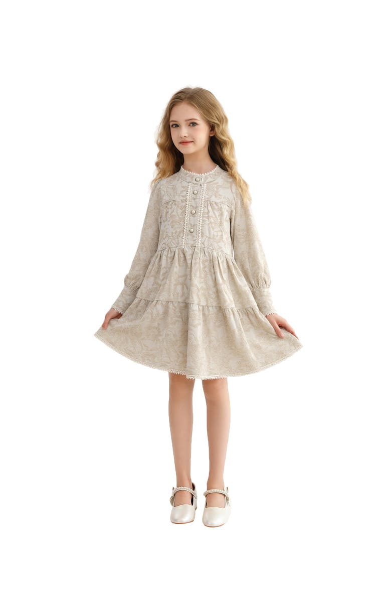 Sweet Cactus Tiered Modest Dress, Alternate, color, Beige