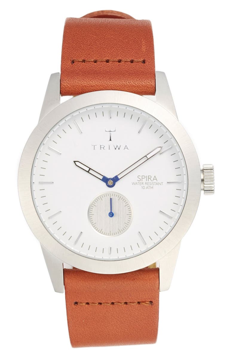 TRIWA Spira Leather Strap Watch, 38mm, Main, color, 