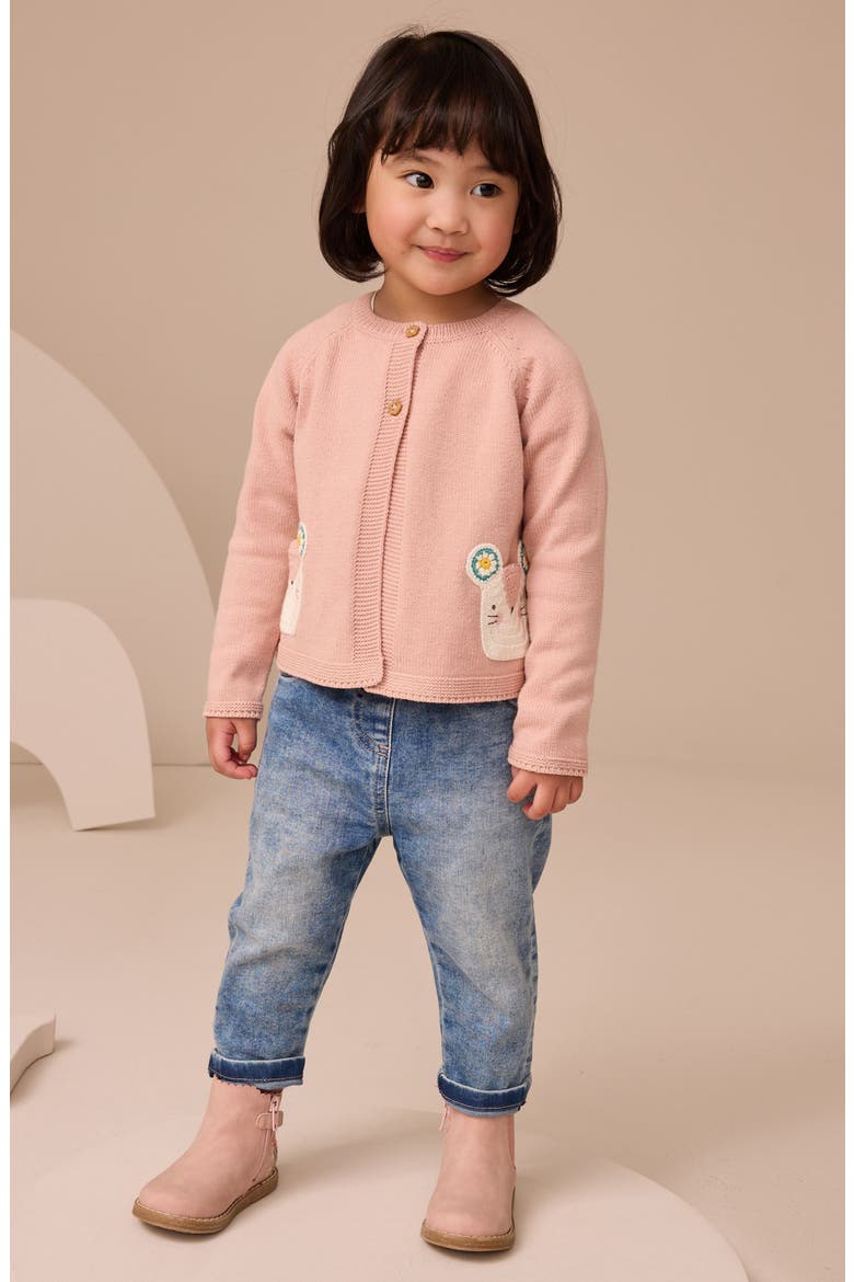 Kids' Mouse Pocket Cardigan, Alternate, color, PINK