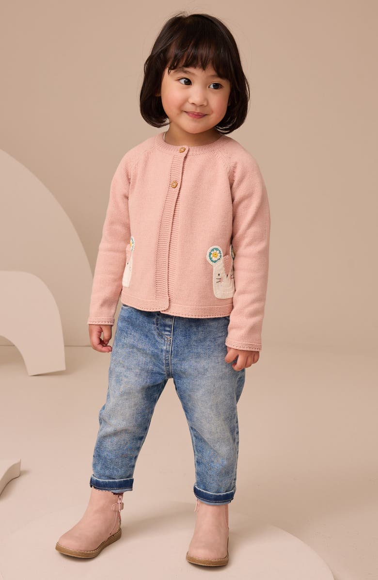 NEXT Kids' Mouse Pocket Cardigan, Alternate, color, Pink