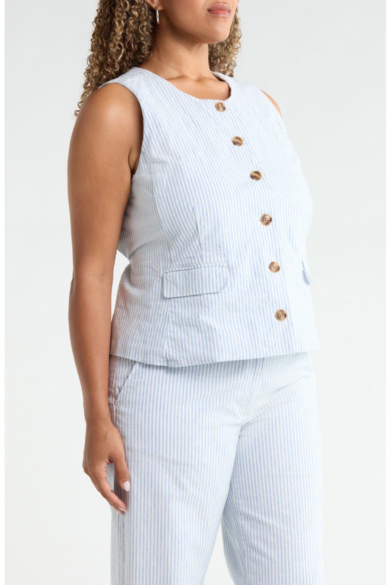 Front Button Vest, Alternate, color, IVORY- BLUE JANE STRIPE