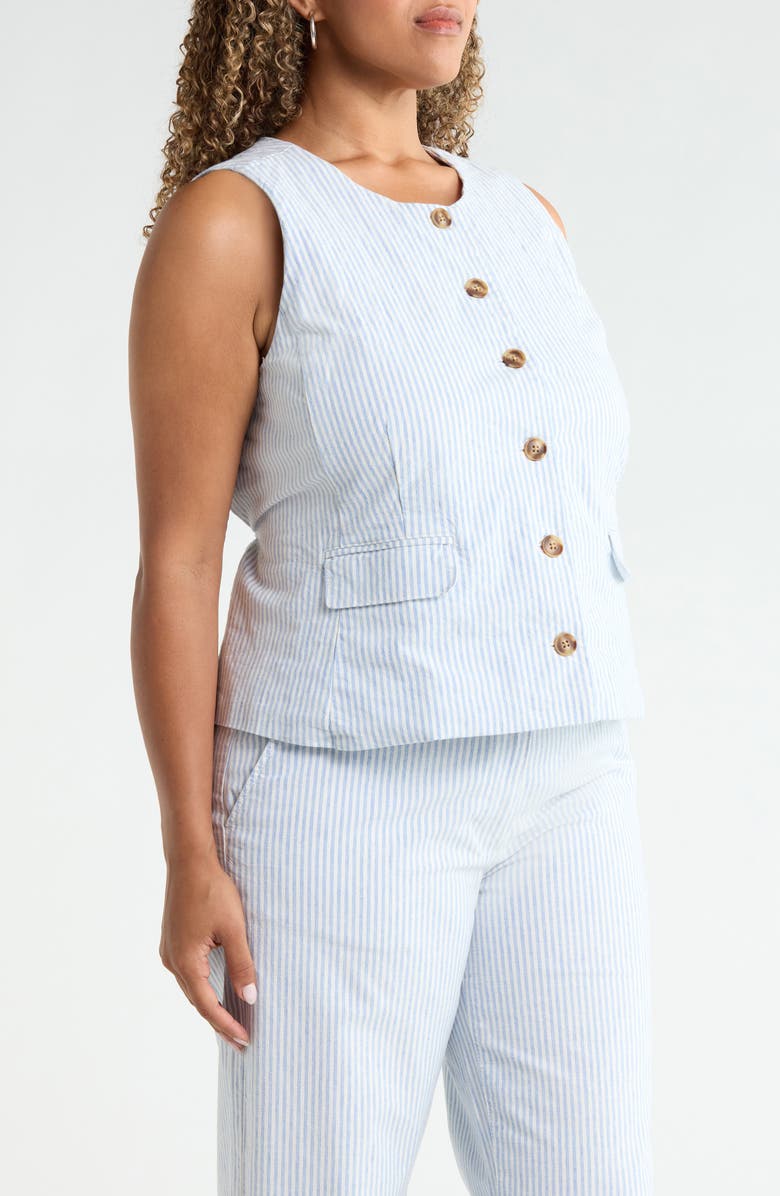 Caslon<sup>®</sup> Front Button Vest, Alternate, color, Ivory- Blue Jane Stripe