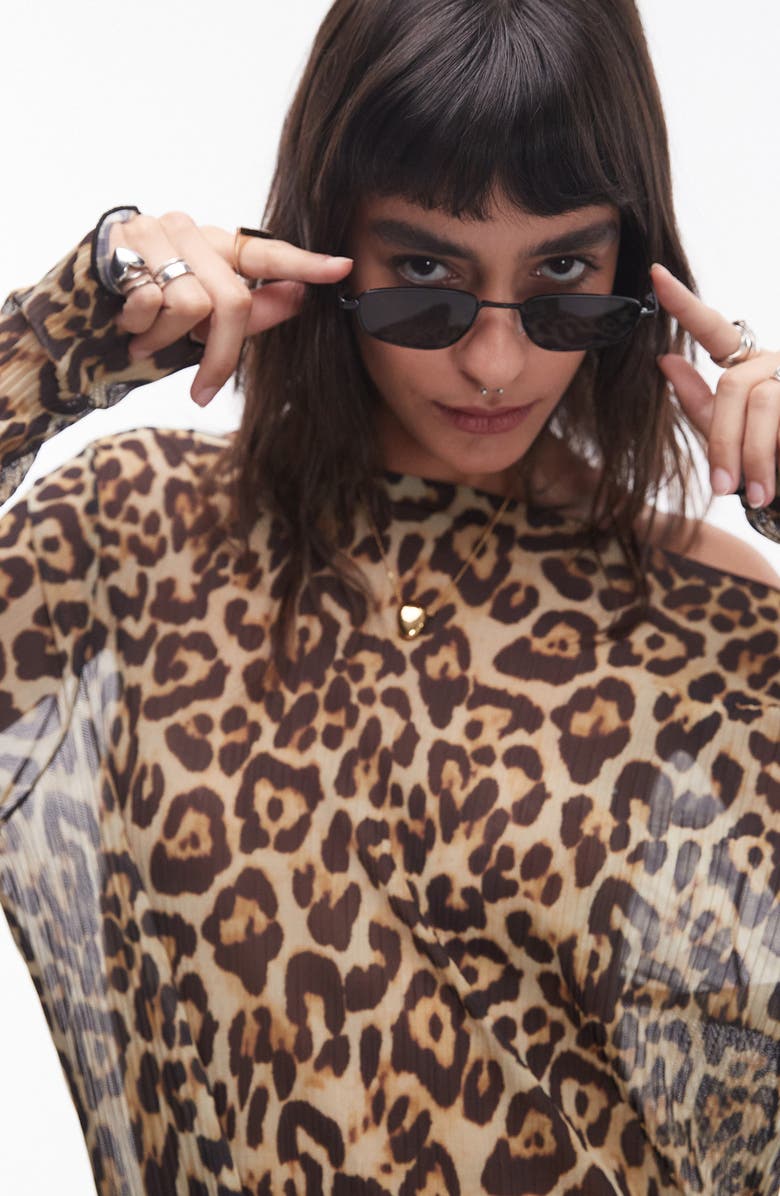 Topshop Sheer Long Sleeve Maxi Dress, Alternate, color, 