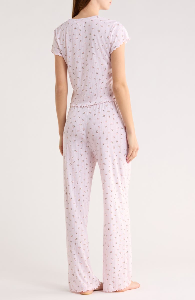Abound After Hours Pointelle Pajamas, Alternate, color, Pink- Tan Micro Ditsy