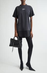 Balenciaga Hybrid Loop Sports Icon Logo Dry Jersey & Poplin T-Shirt Dress
