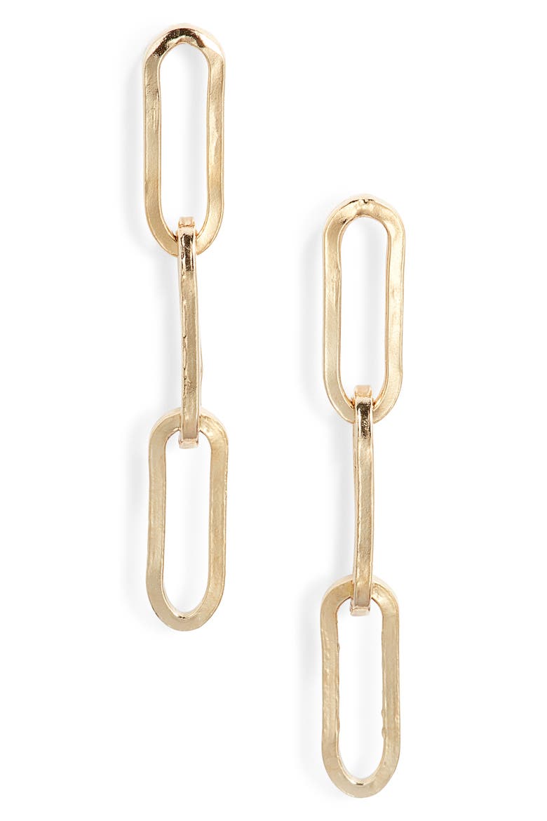 Paper Clip Drop Earrings, Main, color, GOLD FILL