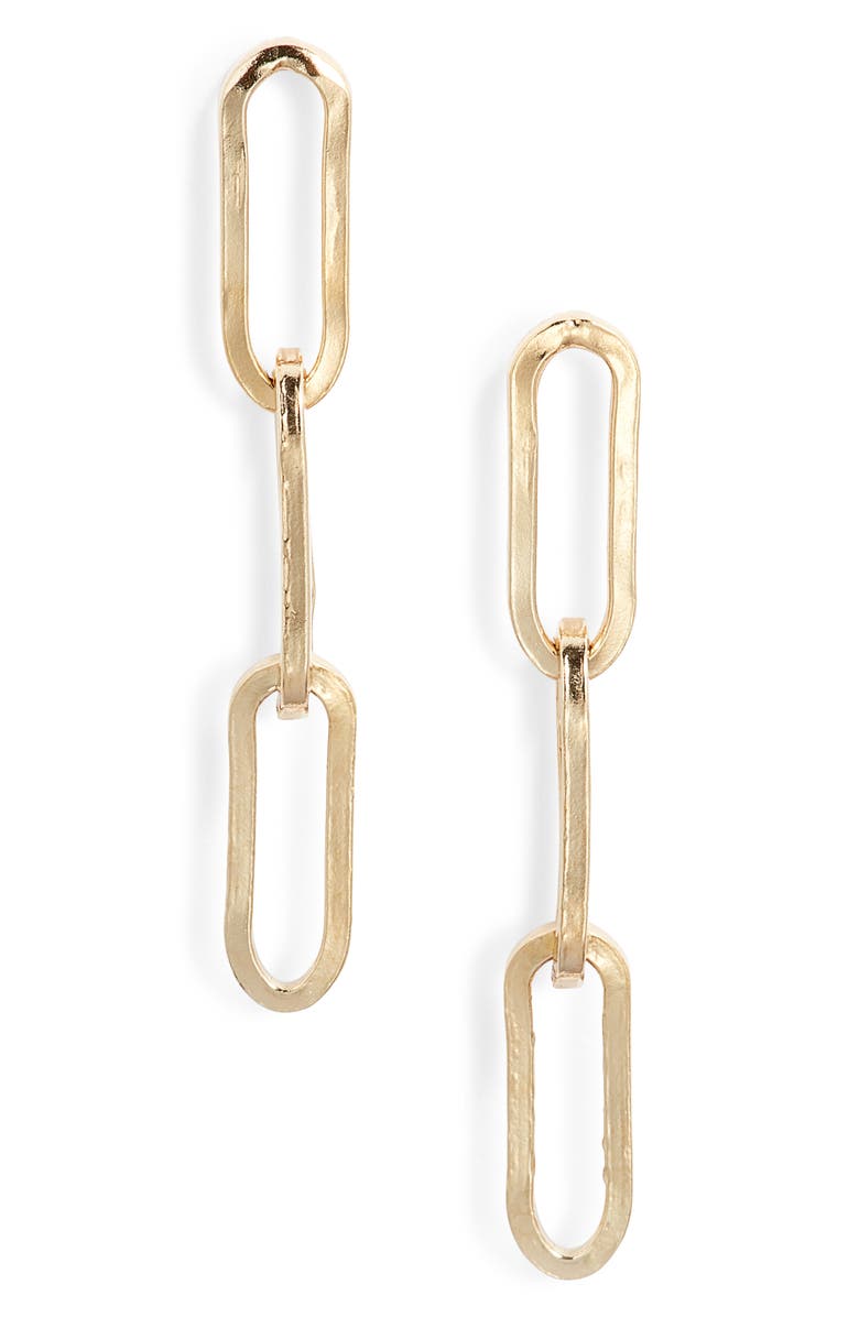 Nashelle Paper Clip Drop Earrings, Main, color, Gold Fill