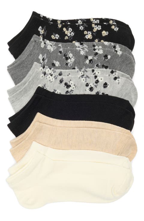 6-Pack Floral Waffle Knit Ankle Socks