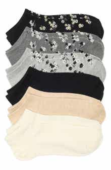 NORDSTROM RACK 6-Pack Floral Waffle Knit Ankle Socks