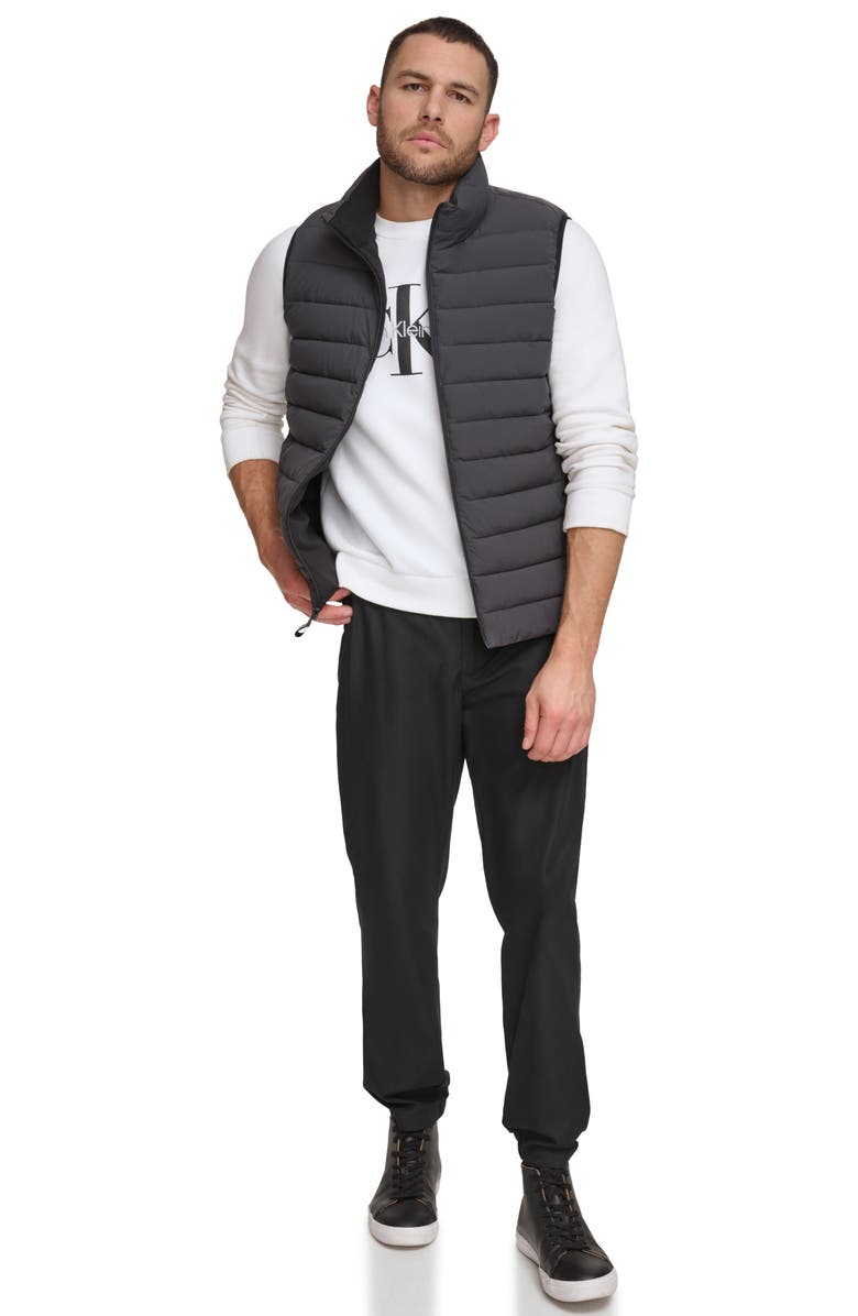 Calvin Klein Stretch Water Resistant Puffer Vest, Alternate, color, Iron