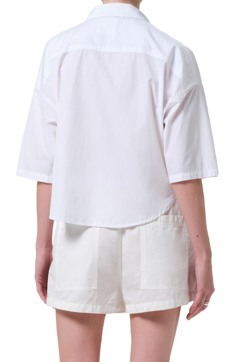 Frances Cape Cotton Cropped Button-Up Shirt, Alternate, color, OPTIC WHITE