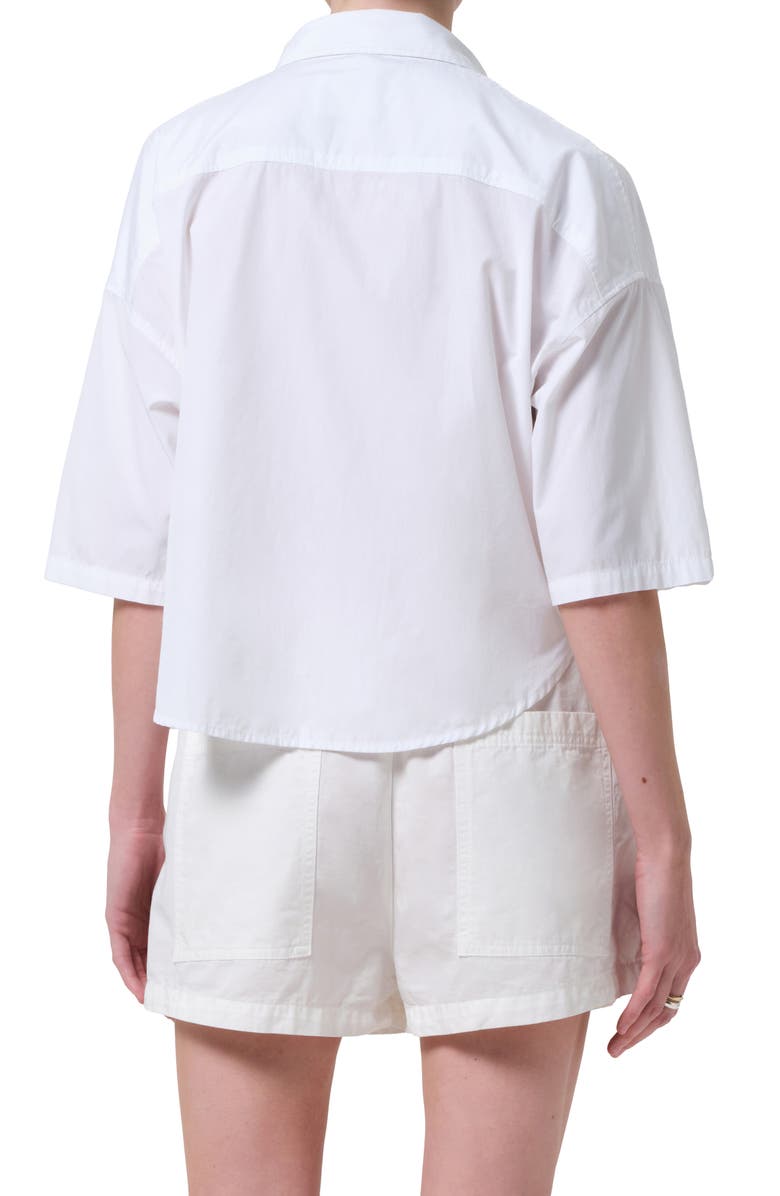 Citizens of Humanity Frances Cape Cotton Cropped Button-Up Shirt, Alternate, color, Optic White