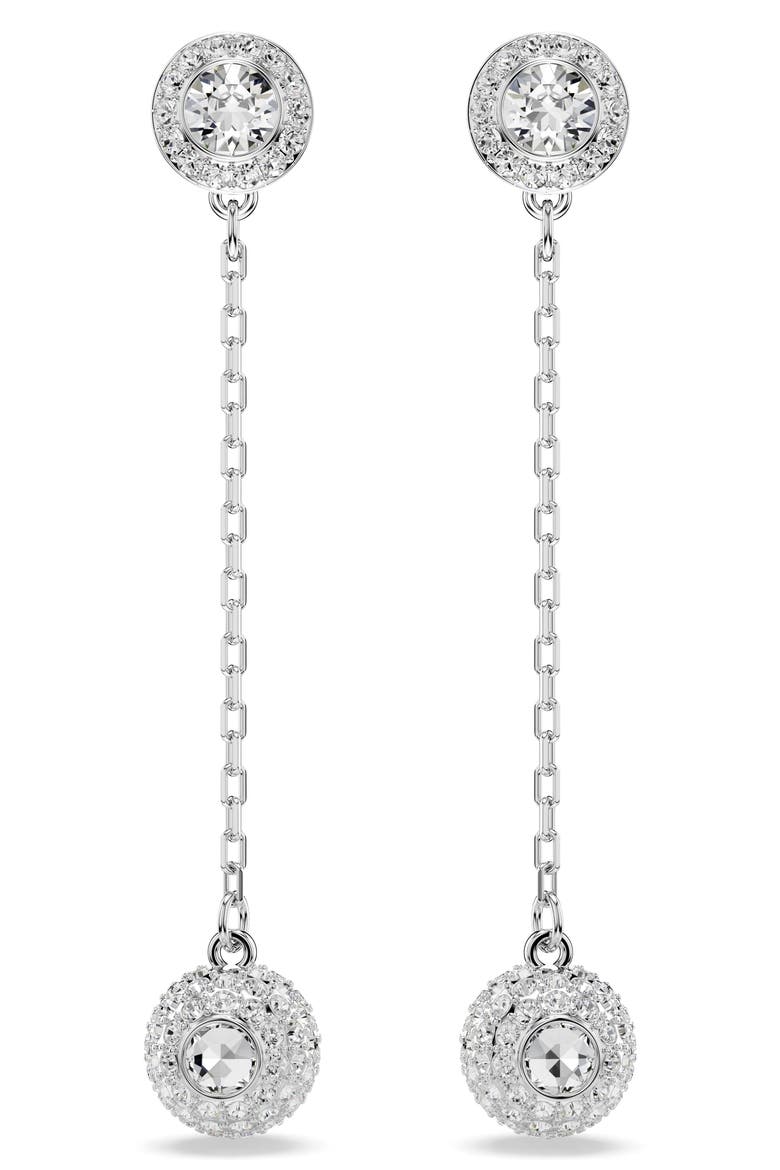 Una Linear Drop Earrings, Main, color, RHODIUM