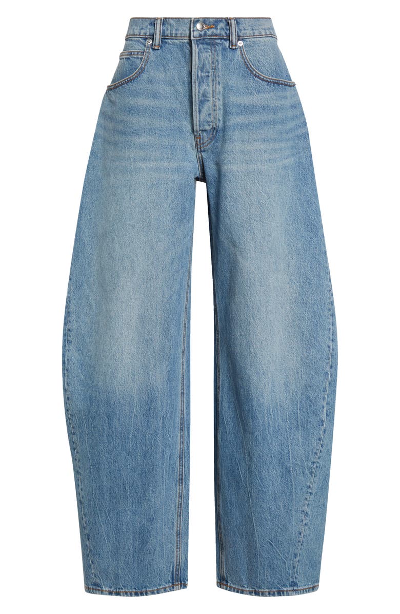 Alexander Wang Logo Hotfix Oversize Rounded Low Rise Jeans, Alternate, color,