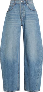 Alexander Wang Logo Hotfix Oversize Rounded Low Rise Jeans