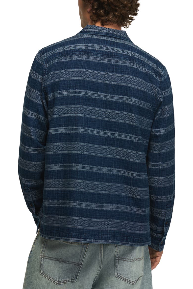 Stripe Long Sleeve Camp Shirt, Alternate, color, INDIGO