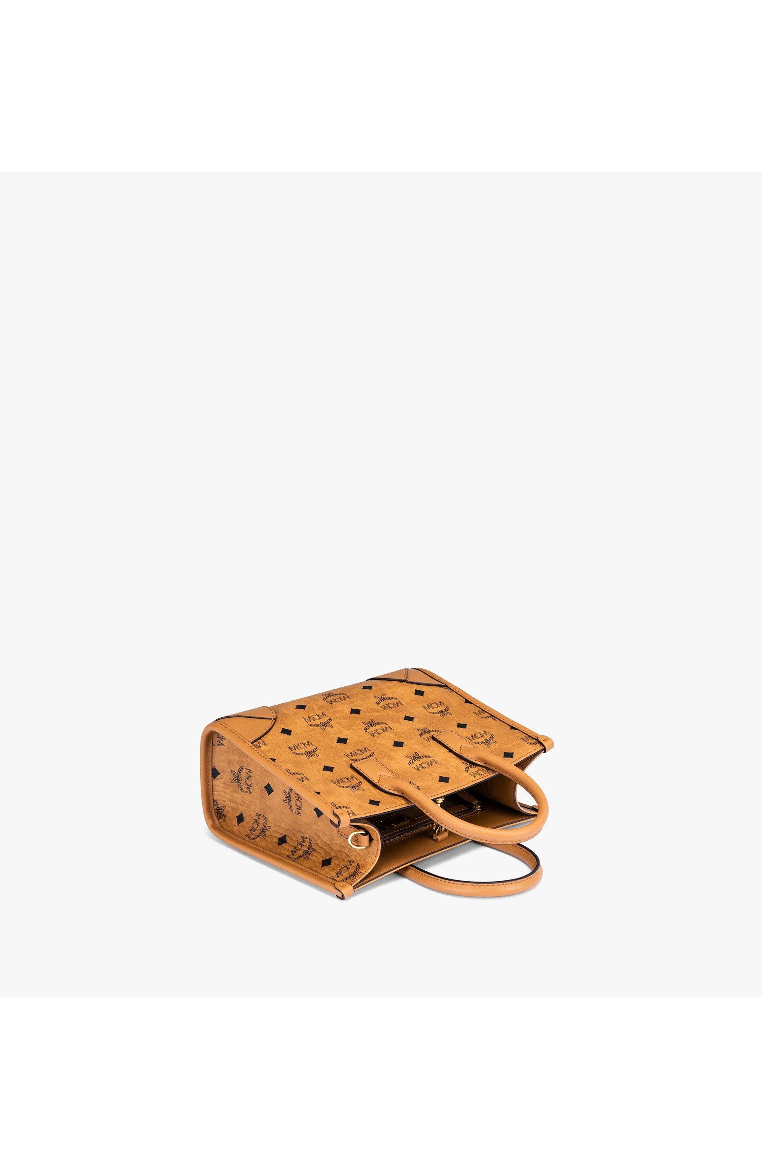Small München Tote in Visetos, Alternate, color, Cognac