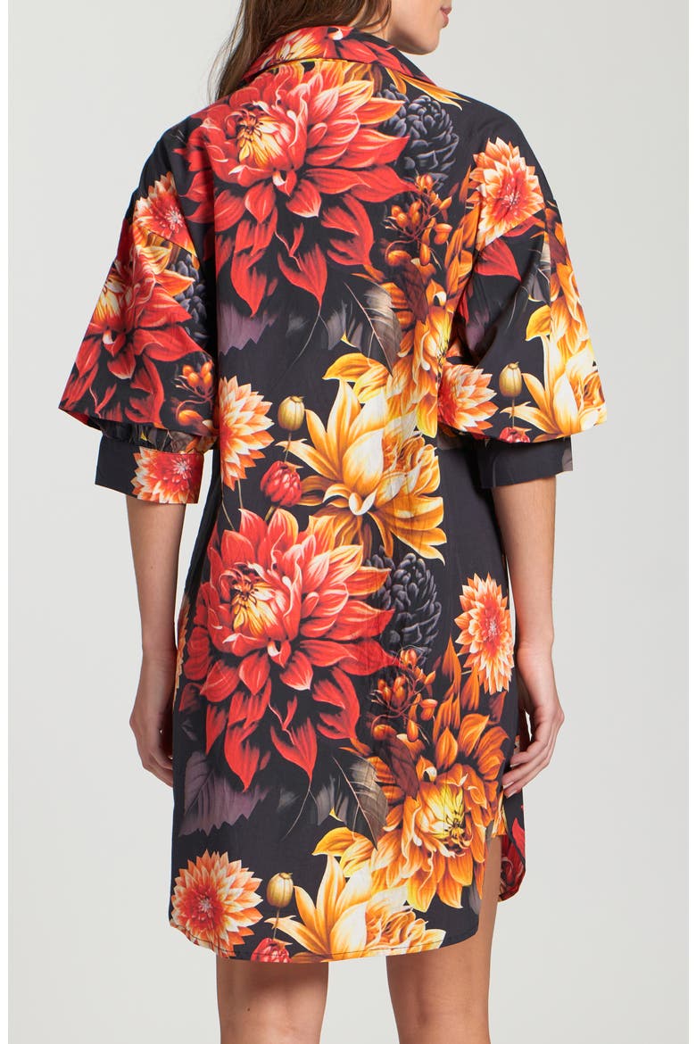 Floral Print Puff Sleeve Shirtdress, Alternate, color, RED MULTI